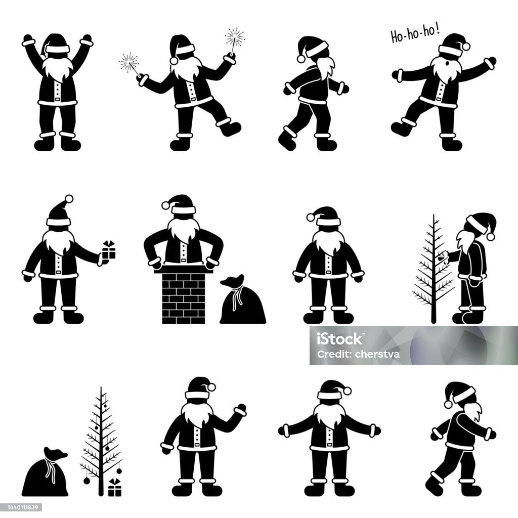 Ông Già Noel Dính Hình Người Tuyết Vector Minh Họa Người Que Đứng ...