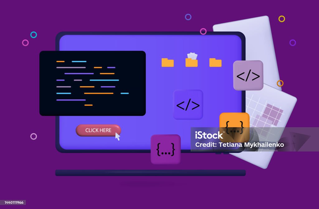 3d Coding Process Software System Task Web Building Data Bugs On Laptop ...