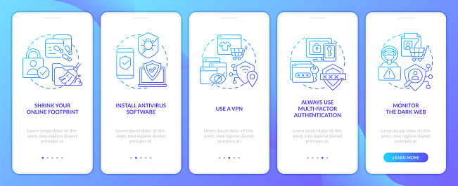 Hackers Gradiant Protect Yourself From Hackers Scams Blue Gradient Onboarding Mobile App ...