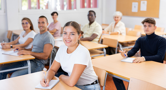 Group of adult students of different ages in advanced training courses