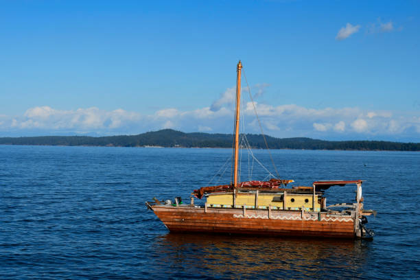 istock Old Homemade Houseboat 1440130149