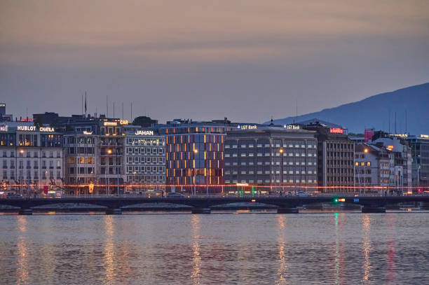 istock Geneva city at sunset, Switzerland 1440136892