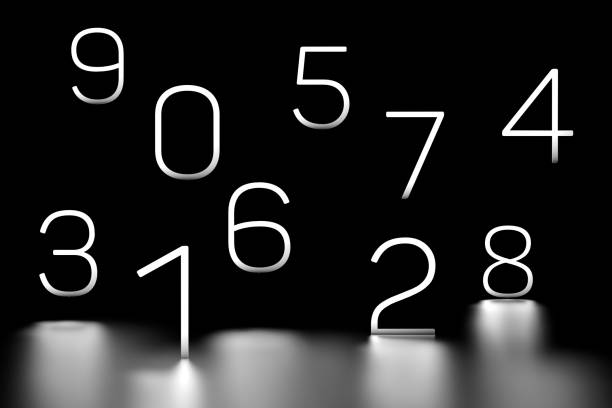 istock Numbers from 0 to 9. Glowing white numbers on a black background from zero to nine. 3D render. 1440137994
