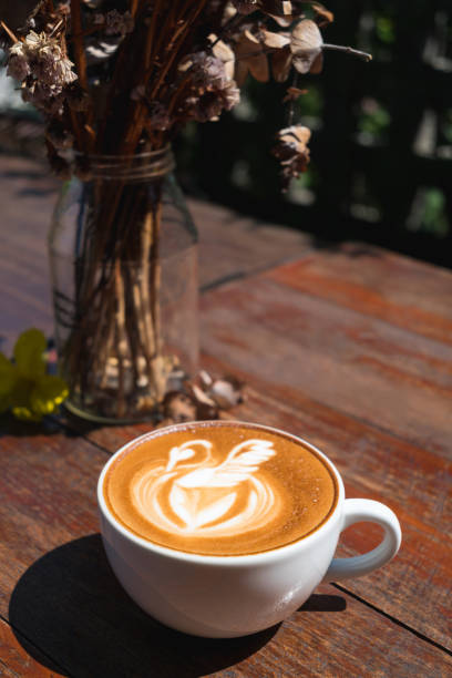 istock Latte art coffee with swan shape in coffee cup 1440138617