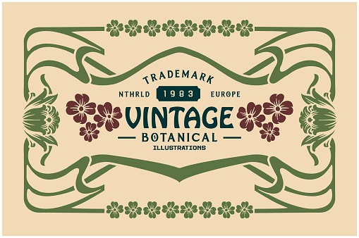 istock Art nouveau vintage floral label ornament illustrati 1440139418