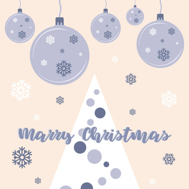 istock Christmas greeting card with christmas tree and snowflakes 1440142417