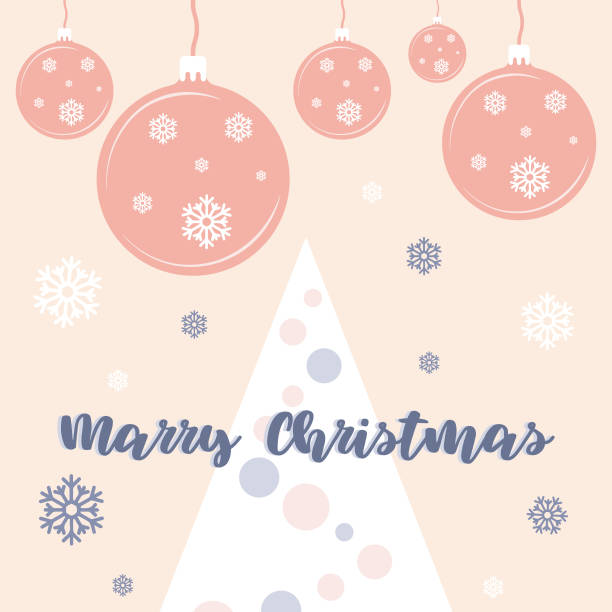 istock Christmas greeting card with christmas tree and snowflakes 1440142427