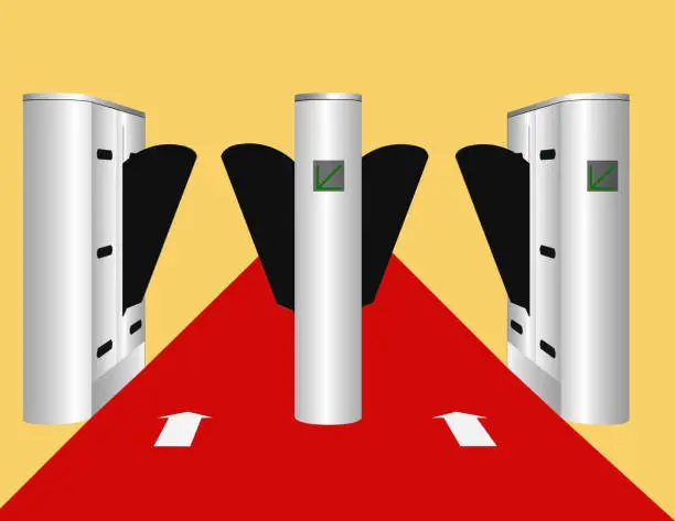 Vector illustration of Front flap gate barrier. flap gate barrier to block the passage without permission