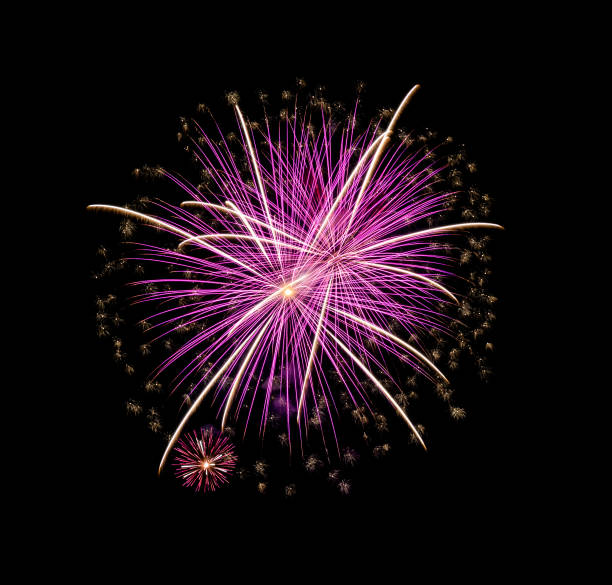 istock Pink firework sparkling on black background for celebration and anniversary 1440142715