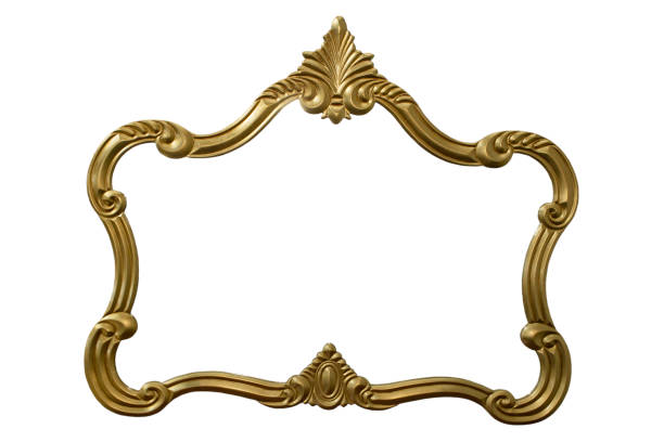 istock Classic carved golden frame isolated on white 1440143984