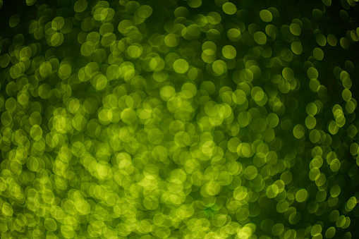 Green glitter defocused photography, Different shades of green bokeh balls, holiday backdrop