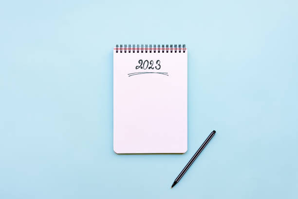 istock Top view of empty notebook ready for New 2023 Year planning or wish list 1440149656