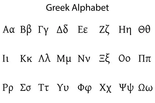 Vector illustration of Font with greek alphabet. Typography design. Vector illustration. stock image.