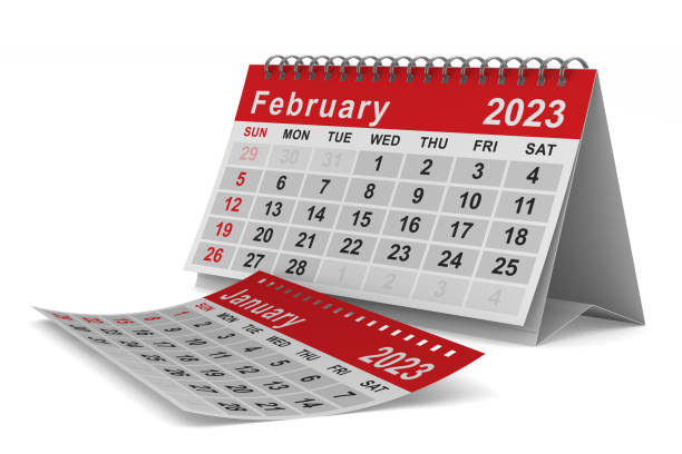 istock 2023 year. Calendar for February. Isolated 3D illustration 1440150943