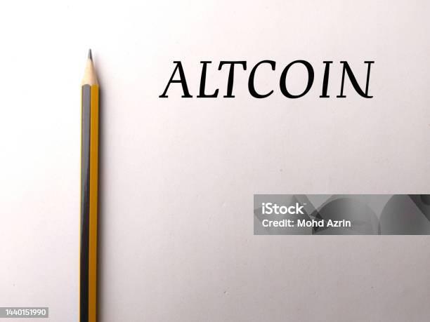 Pencil With Text Altcoin On White Background Stock Photo - Download Image Now - Altcoin, Banking, Bit - Binary