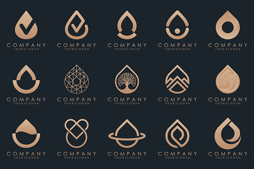 creative Water drop logo icon set.