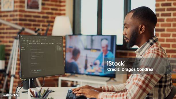 Software Developer Programming Html Code On Computer Stock Photo ...