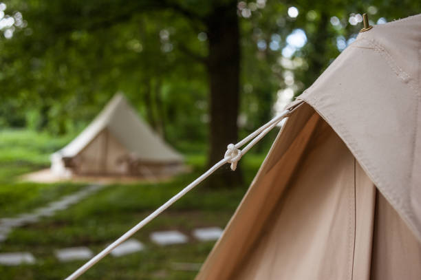 istock Glamping tent in the woods on a calm afternoon. 1440163041