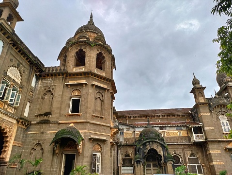 New Palace or Shahu Palace, Kolhapur city.  Heritage structure built in black polished stone, Maharashtra, India.