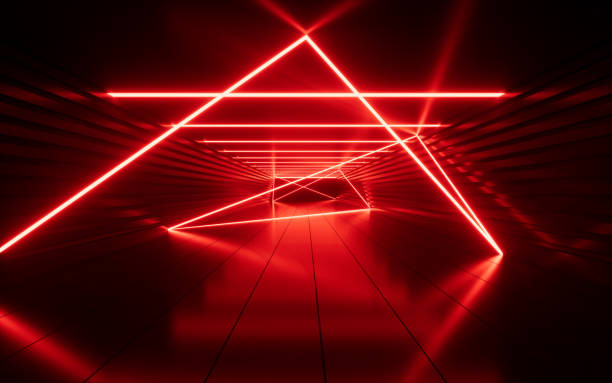 istock Glowing neon lines and tunnel, 3d rendering. 1440164578
