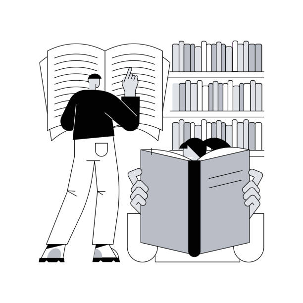 ilustrações, clipart, desenhos animados e ícones de ilustração vetorial de conceito de biblioteca pública. - book open magazine storytelling