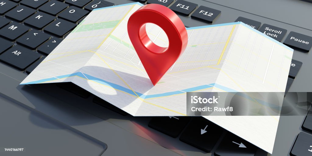Computer Background Photo Navigation Gps Navigation Pointer On A Map Laptop Computer Background City Map ...