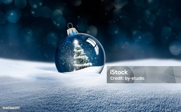 Transparent Glass Christmas Ball In Snow Stock Photo - Download Image Now - Christmas, Christmas Tree, Christmas Card