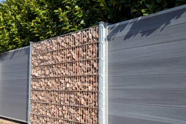 istock Beautiful privacy fence with gabions 1440167215