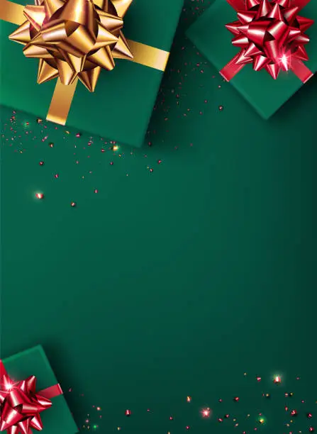 Vector illustration of festive green background in flat lay style.