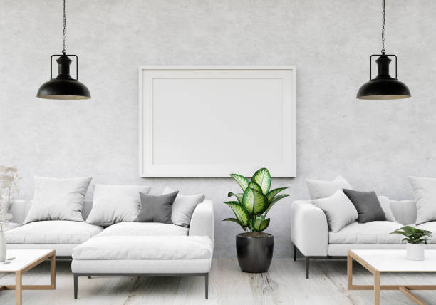 istock sofa in the room with a picture frame on the wall 1440167873