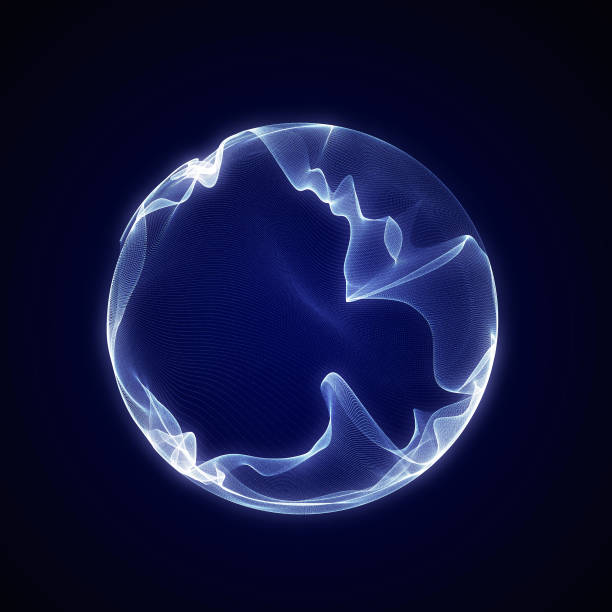 istock Spherical equalizer for music. Round sound wave of particles. Musical abstract blue background. 3D rendering. 1440175129