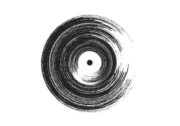 vinyl schallplatte grunge handgezeichnetes design - schallplatte stock-grafiken, -clipart, -cartoons und -symbole