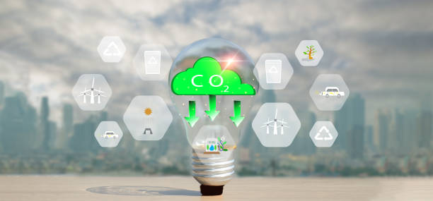 istock Net Zero and Carbon Neutral concept. Light bulbs with NetZero icon, innovative renewable energy, co2, carbon emission reduction, environmentally friendly. waste recycling solar power and electric vehicles 1440178491