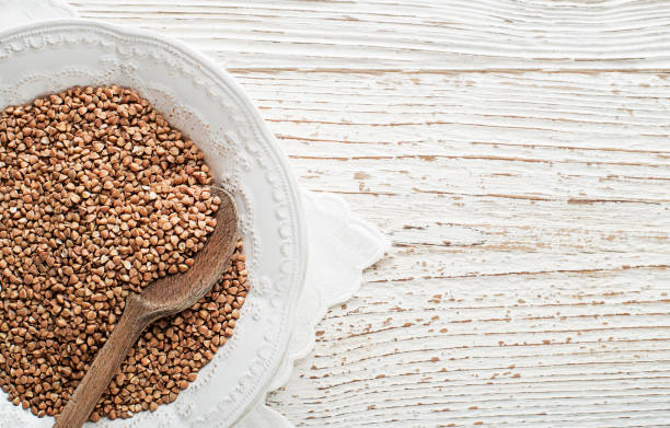 Raw Buckwheat grains in plate