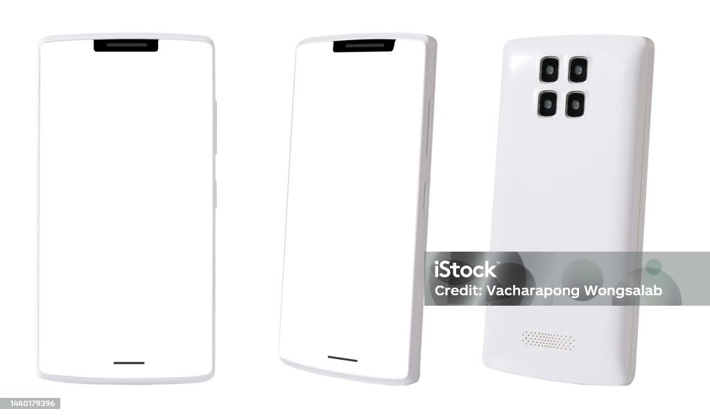Phone Back View Android White Blank Screen Android Phone Isolated On White Front And Back View ...