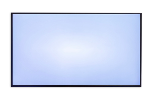 TV with blue screen on white background