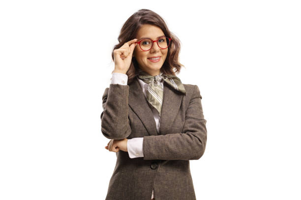 Young woman with glasses isolated on white background