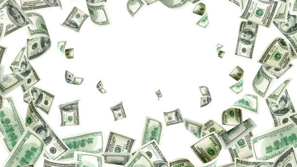 Money stack. Hundred dollars of America. Falling money isolated, us bill white background. Money stack. Hundred dollars of America. Falling money isolated, us bill white background huge pile of money stock pictures, royalty-free photos & images