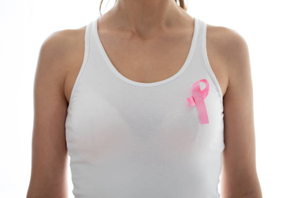 istock young woman showing pink ribbon 1440180927