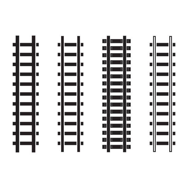 Railroad Icon Set Vector Design. Editable to any size. Vector Design EPS 10 File. tramway track stock illustrations