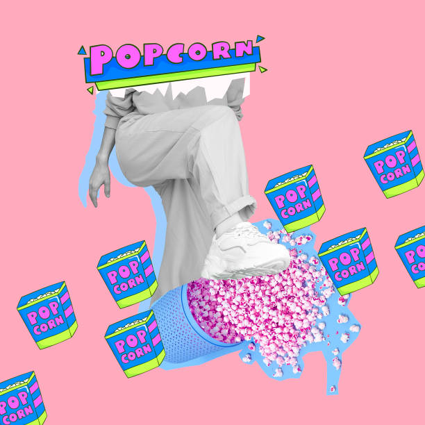 istock Contemporary digital collage art. Popcorn lover 1440185805