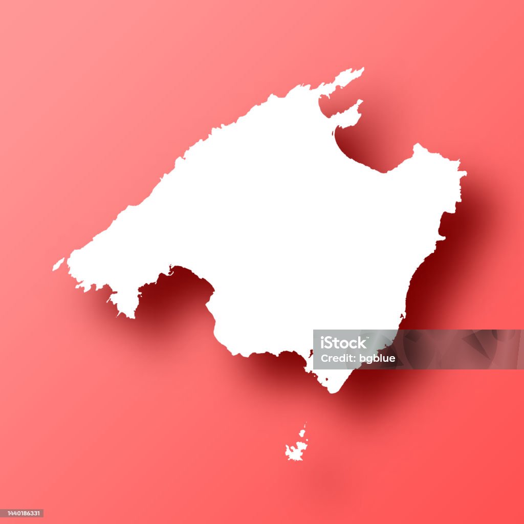Map Is Majorca Majorca Map On Red Background With Shadow Stock Illustration - Download ...