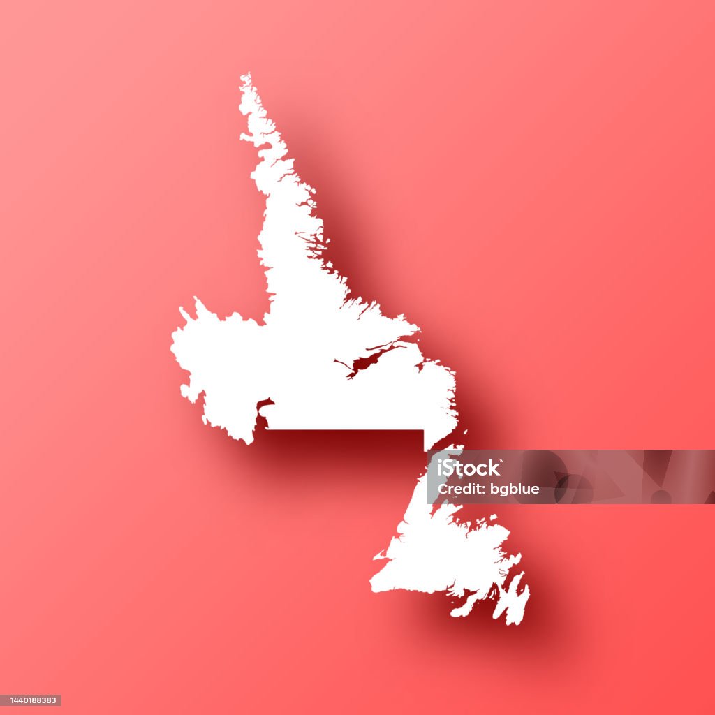 Labrador Map Simple Image Newfoundland And Labrador Map On Red Background With Shadow Stock ...