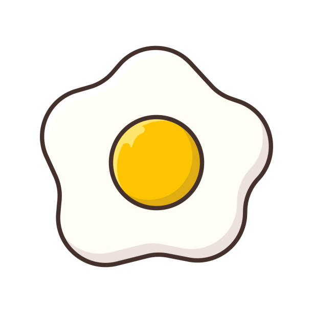 ilustraciones, imágenes clip art, dibujos animados e iconos de stock de huevo frito. colores planos estilo diseño de icono simple - eggs breakfast heart shape fried egg