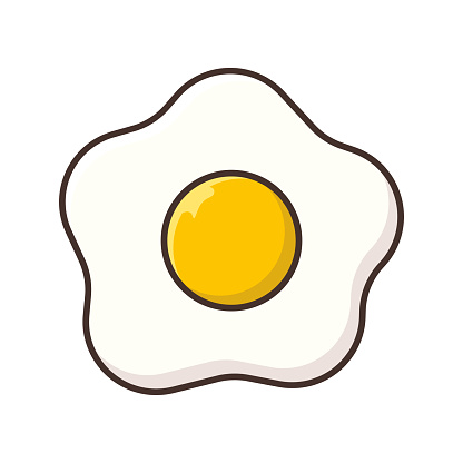 Fried Egg. Flat colors style simple icon design