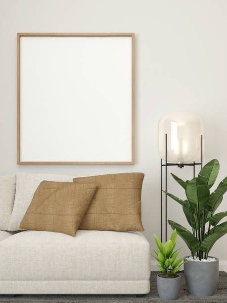 istock Sofa in the room with a lamp placed on the side. 1440193499