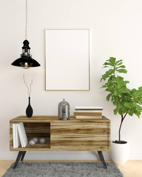 istock Wall mounted picture frame, complete with lockers and flower vases 1440193794