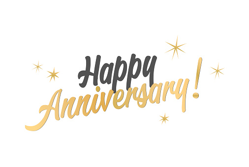 lettering anniversary with golden festive