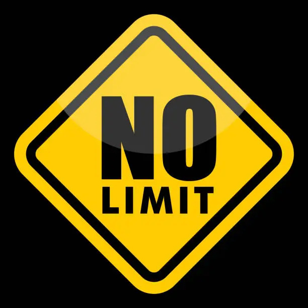 Vector illustration of NO LIMIT, stop sign on yellow