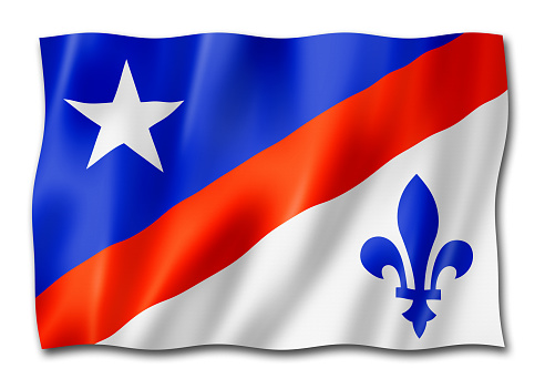 French Americans ethnic flag, America. 3D illustration
